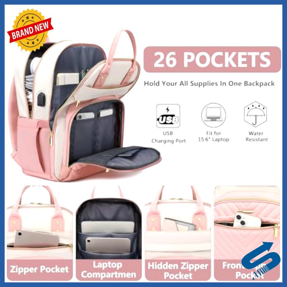 Laptop Backpack Waterproof Anti-theft USB Charger Travel Business Casual Bookbag - Picture 2 of 6